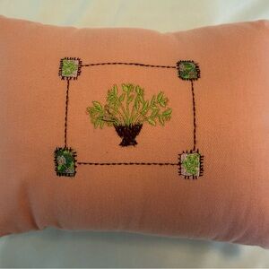 Pillows.Mini pair 10”x8”.Peach with embroidered fronts and solid backs.SmokeFree